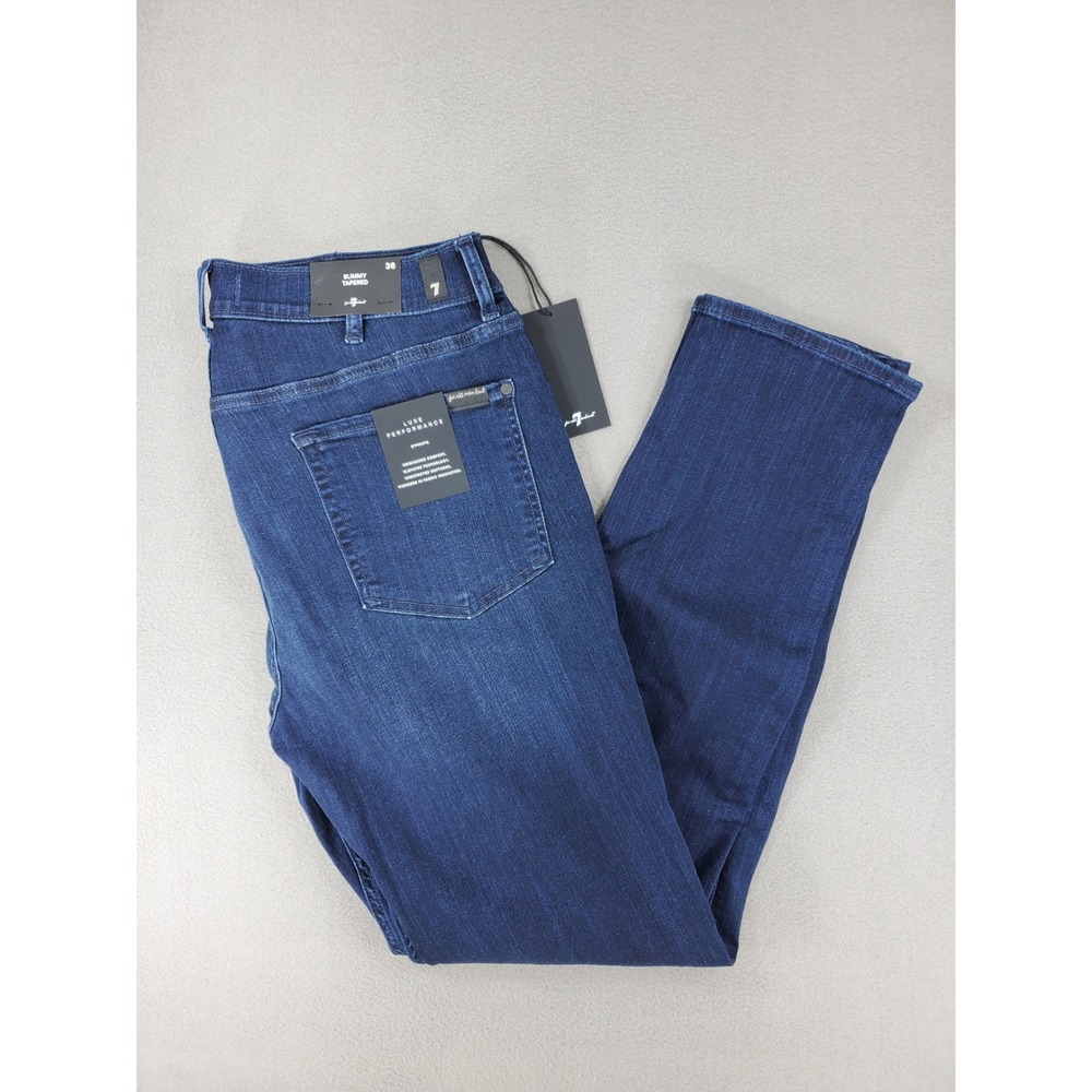7 For All Mankind Slimmy Tapered Jeans Mens 36 Deep Blue Luxe Performance NEW